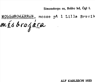 Bild på arkivkortet för arkivposten Mossbrokärren