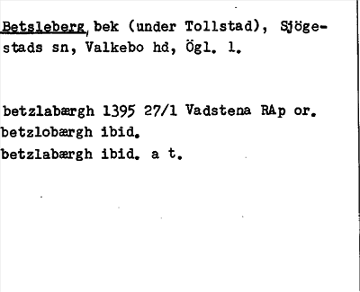 Bild på arkivkortet för arkivposten Betsleberg
