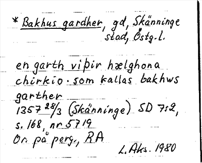 Bild på arkivkortet för arkivposten *Bakhus gardher