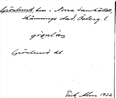 Bild på arkivkortet för arkivposten Grönlund