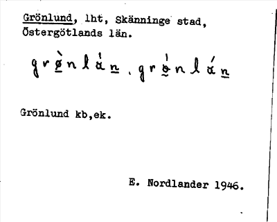Bild på arkivkortet för arkivposten Grönlund