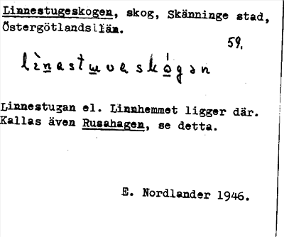 Bild på arkivkortet för arkivposten Linnestugeskogen