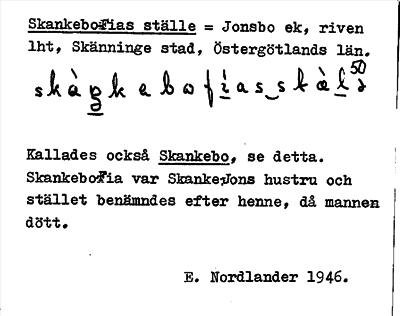 Bild på arkivkortet för arkivposten Skankebo-Fias ställe, se Skankebo