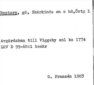 Bild på arkivkortet för arkivposten Bostorp