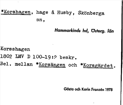 Bild på arkivkortet för arkivposten *Korshagen