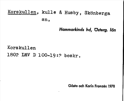 Bild på arkivkortet för arkivposten Korskullen