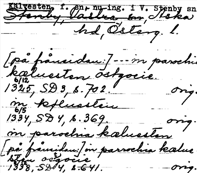 Bild på arkivkortet för arkivposten Kälvesten