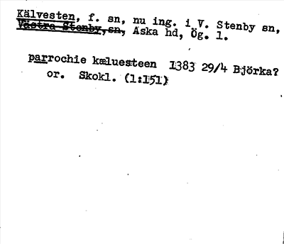 Bild på arkivkortet för arkivposten Kälvesten