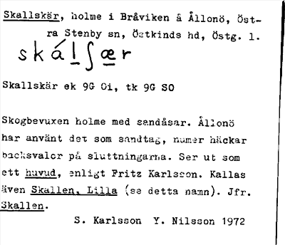 Bild på arkivkortet för arkivposten Skallskär