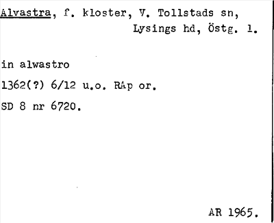 Bild på arkivkortet för arkivposten Alvastra