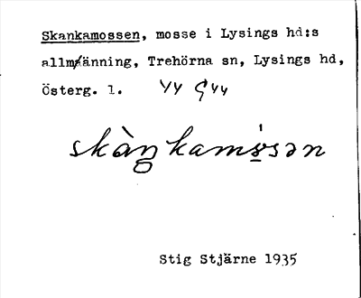 Bild på arkivkortet för arkivposten Skankamossen