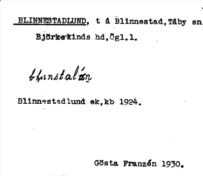 Bild på arkivkortet för arkivposten Blinnestadlund