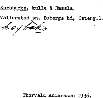 Bild på arkivkortet för arkivposten Korsbacke