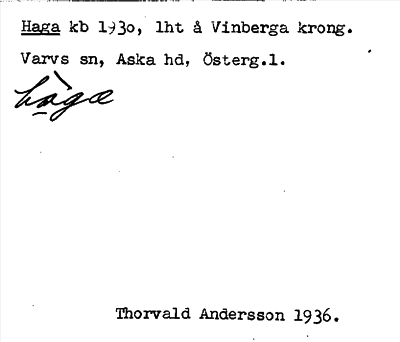 Bild på arkivkortet för arkivposten Haga