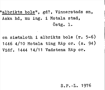 Bild på arkivkortet för arkivposten »albriktz bole»