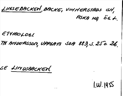 Bild på arkivkortet för arkivposten Linsebacken, se Lindsbacken