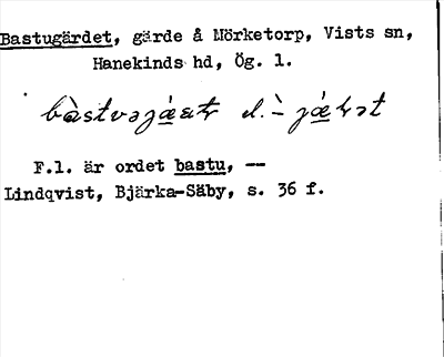 Bild på arkivkortet för arkivposten Bastugärdet