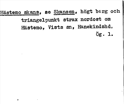 Bild på arkivkortet för arkivposten Hästemo skans, se Skansen
