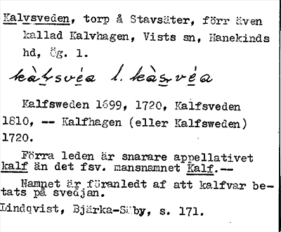 Bild på arkivkortet för arkivposten Kalvsveden