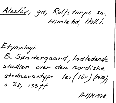 Bild på arkivkortet för arkivposten Aleslöv