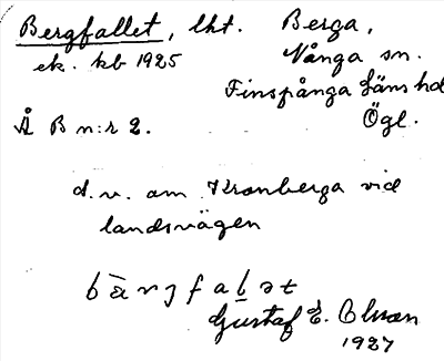 Bild på arkivkortet för arkivposten Bergfallet