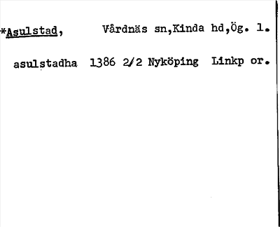 Bild på arkivkortet för arkivposten *Asulstad