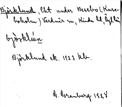 Bild på arkivkortet för arkivposten Björklund