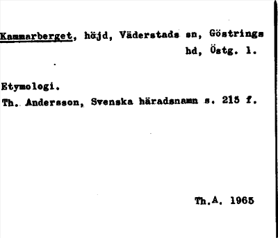 Bild på arkivkortet för arkivposten Kammarberget