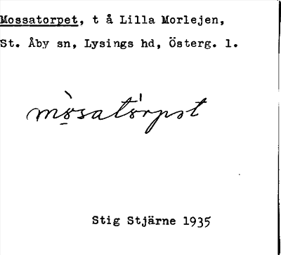 Bild på arkivkortet för arkivposten Mossatorpet