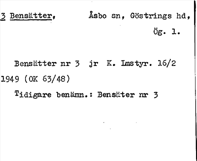 Bild på arkivkortet för arkivposten Bensätter