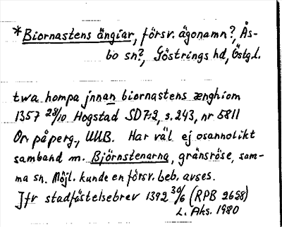 Bild på arkivkortet för arkivposten *Biornastens ängiar