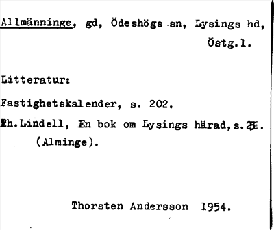 Bild på arkivkortet för arkivposten Allmänninge