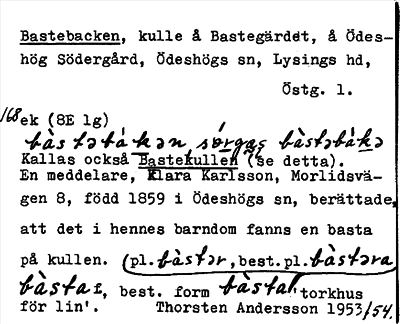 Bild på arkivkortet för arkivposten Bastebacken