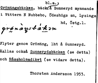 Bild på arkivkortet för arkivposten Grönängsbäcken