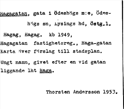 Bild på arkivkortet för arkivposten Hagagatan