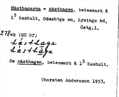 Bild på arkivkortet för arkivposten Hästhagarna = Hästhagen