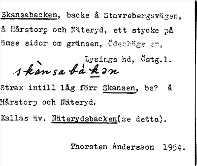 Bild på arkivkortet för arkivposten Skansabacken