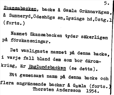 Bild på arkivkortet för arkivposten Skansabacken