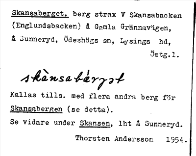 Bild på arkivkortet för arkivposten Skansaberget