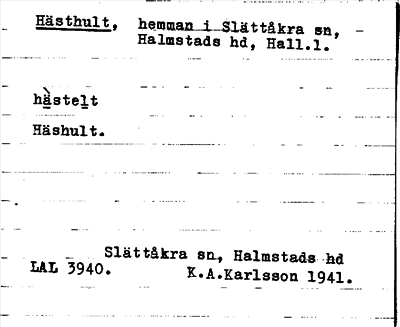 Bild på arkivkortet för arkivposten Hästhult