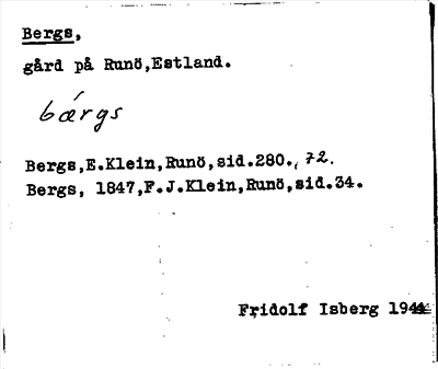 Bild på arkivkortet för arkivposten Bergs