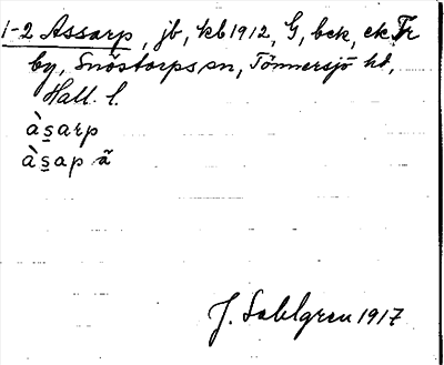 Bild på arkivkortet för arkivposten Assarp