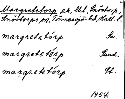 Bild på arkivkortet för arkivposten Margretetorp