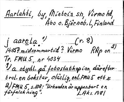 Bild på arkivkortet för arkivposten Aarlahti