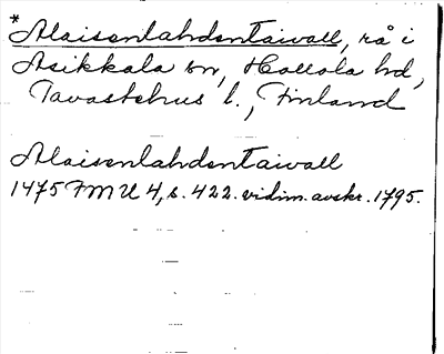 Bild på arkivkortet för arkivposten *Alaisenlahdentaivall