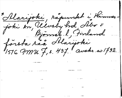 Bild på arkivkortet för arkivposten *Alarijoki