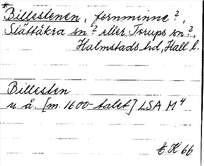 Bild på arkivkortet för arkivposten *Billestenen