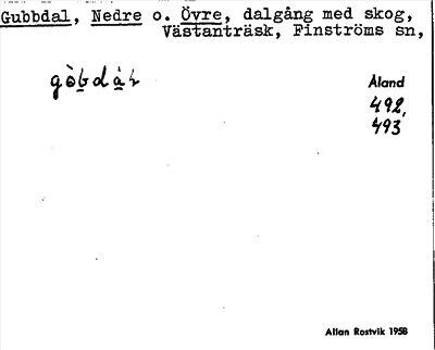 Bild på arkivkortet för arkivposten Gubbdal, Nedre o. Övre