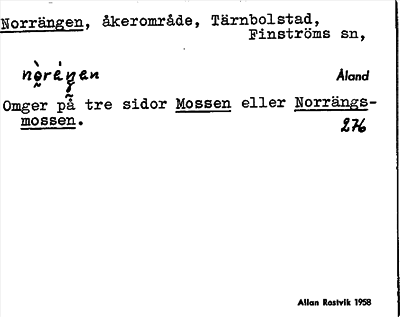 Bild på arkivkortet för arkivposten Norrängen