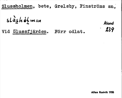 Bild på arkivkortet för arkivposten Slussholmen